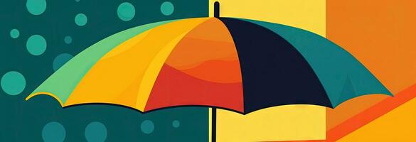 Colorful Umbrella Illustration in De Stijl Style for Vintage Posters photo