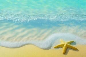 Clear Water and Sandy Beach on the Coastline photo