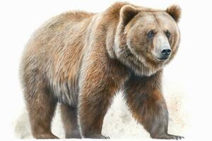 Graceful Grizzly Bear in Watercolor and Pencil Illustration photo