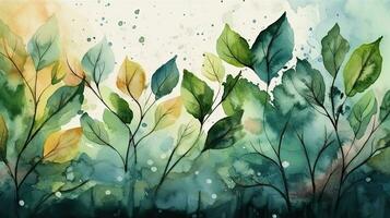 Lush Watercolor Leaves Background for NatureThemed Designs photo