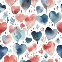 Seamless Watercolor Hearts Pattern for Romantic Designs photo