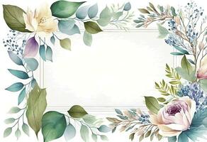 Colorful Watercolor Floral Frame for Spring Designs photo