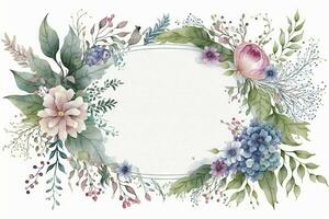 Colorful Watercolor Floral Frame for Spring Designs photo