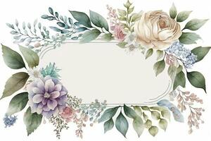 Colorful Watercolor Floral Frame for Spring Designs photo