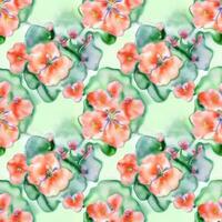 Seamless Watercolor Flower Pattern for Backgrounds and Textiles photo