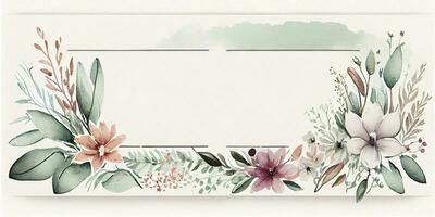 Peppermint Watercolor Flower Border for Invitations and Menus photo