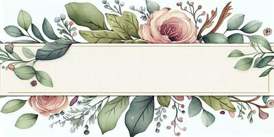 Peppermint Watercolor Flower Border for Invitations and Menus photo