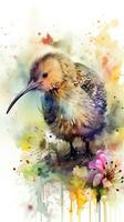 Enchanting Baby Kiwi Bird in a Colorful Flower Field photo