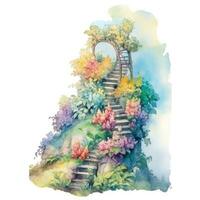 Enchanting Jacobs Ladder in a Colorful Watercolor Scene photo