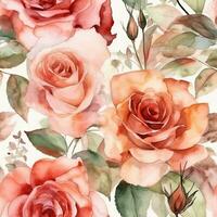 Clear and Sharp Watercolor Rose Seamless Pattern photo