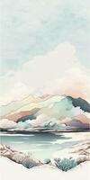 Mediterranean Abstract Landscape in Watercolor Style photo