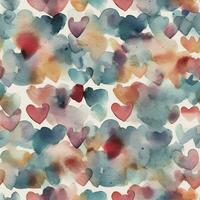 Seamless Watercolor Hearts Pattern for Romantic Designs photo