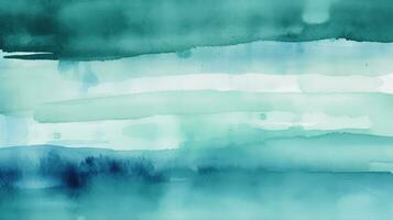 Aquamarine Watercolor Spot Stripe Background with Simple Stroke Shape photo