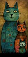 Happy Whimsical Cat Family Portrait photo