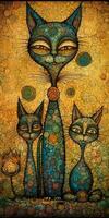 Happy Whimsical Cat Family Portrait photo