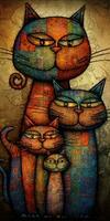 Happy Whimsical Cat Family Portrait photo