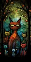 Happy Whimsical Cat Family Portrait photo