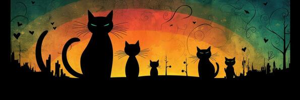 Happy Whimsical Cat Family Portrait photo