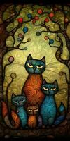 Happy Whimsical Cat Family Portrait photo