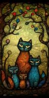 Happy Whimsical Cat Family Portrait photo