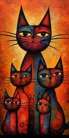 Happy Whimsical Cat Family Portrait photo