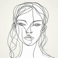 Continuous Line Drawing of a Modern Womans Face photo