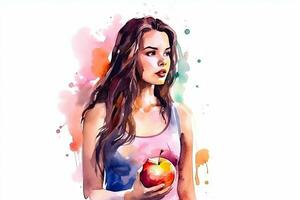 Empowering Women to Achieve Their Weight Loss Goals with Watercolor Illustration photo