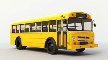 Cheerful Yellow Bus on a White Background photo