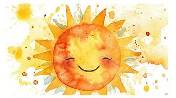 Bright and Cheerful Sun Illustration in Watercolor Style photo