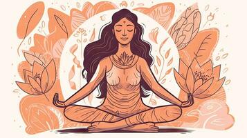 Serene Yoga Asana Practice with Om Symbol in Lotus Illustration photo