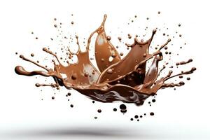 Decadent Chocolate Splash on White Background Generative AI photo