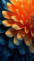 Colorful 3D Fractal Flowers Wallpaper in Light Orange and Dark Azure Generative AI photo