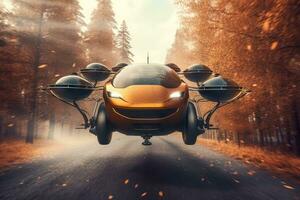 Launching into the Future 3D Render of Flying Car Generative AI photo