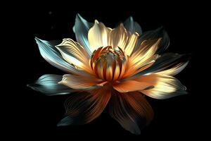 Golden Flower on Black 3D Wallpaper Generative AI photo