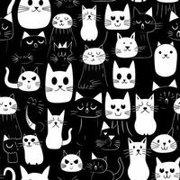 Cute Black and White Cats Texture for Wallpapers Stationery and Fabric Wraps photo