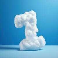 Blue Cloud Number Floating on Blue Background AI Generated photo