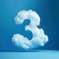 Blue Cloud Number Floating on Blue Background AI Generated photo