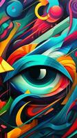 Vibrant Overlapping Layers Bold and Energetic Abstract Design Generative AI photo