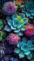 CloseUp of Succulents in Ultraviolet Photography AI Generated photo