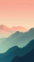 Mountain Landscape with Pink Sky at Dusk AI Generated photo