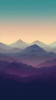 Purple Dusk Mountain Landscape AI Generated photo