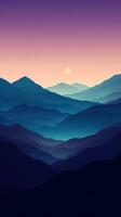 Purple Dusk Mountain Landscape AI Generated photo