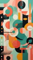 Playful Abstract Artwork with Whimsical Shapes and Lively Color Palette AI Generated photo