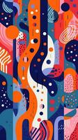 Playful Abstract Artwork with Whimsical Shapes and Lively Color Palette AI Generated photo