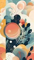 Playful Abstract Artwork with Whimsical Shapes and Lively Color Palette AI Generated photo