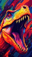 Bold and Colorful Pop Art Raptor Snarling AI Generated photo