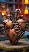 oxidado mecánico corazón un ficticio dispositivo para Ciencias ficción y fantasía generativo ai foto
