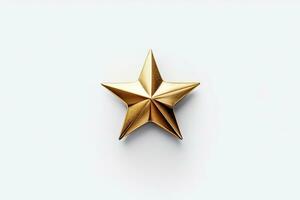 Cinematic Shot of a Highly Detailed Gold Star on White Background Generative AI photo