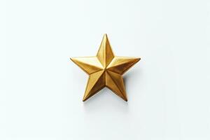 Cinematic Shot of a Single Gold Star on White Background Generative AI photo