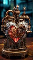 oxidado mecánico corazón un símbolo de amor y pérdida generativo ai foto